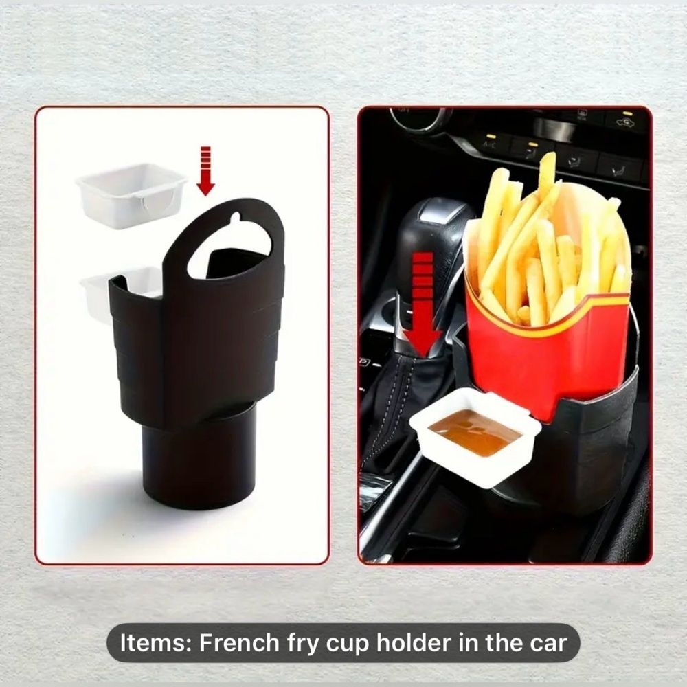 French Fry Holder with Sauce Container - Black